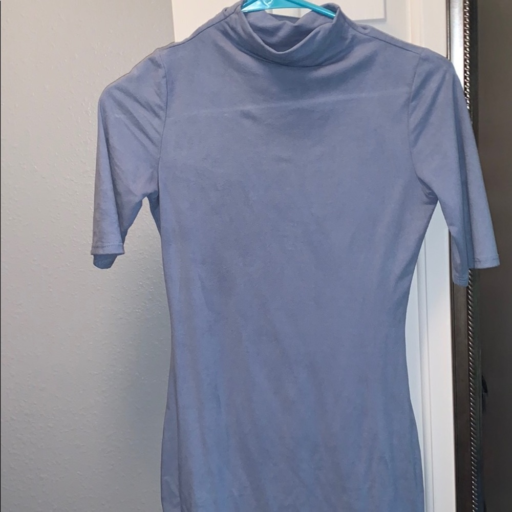 Baby blue suede T-shirt dress